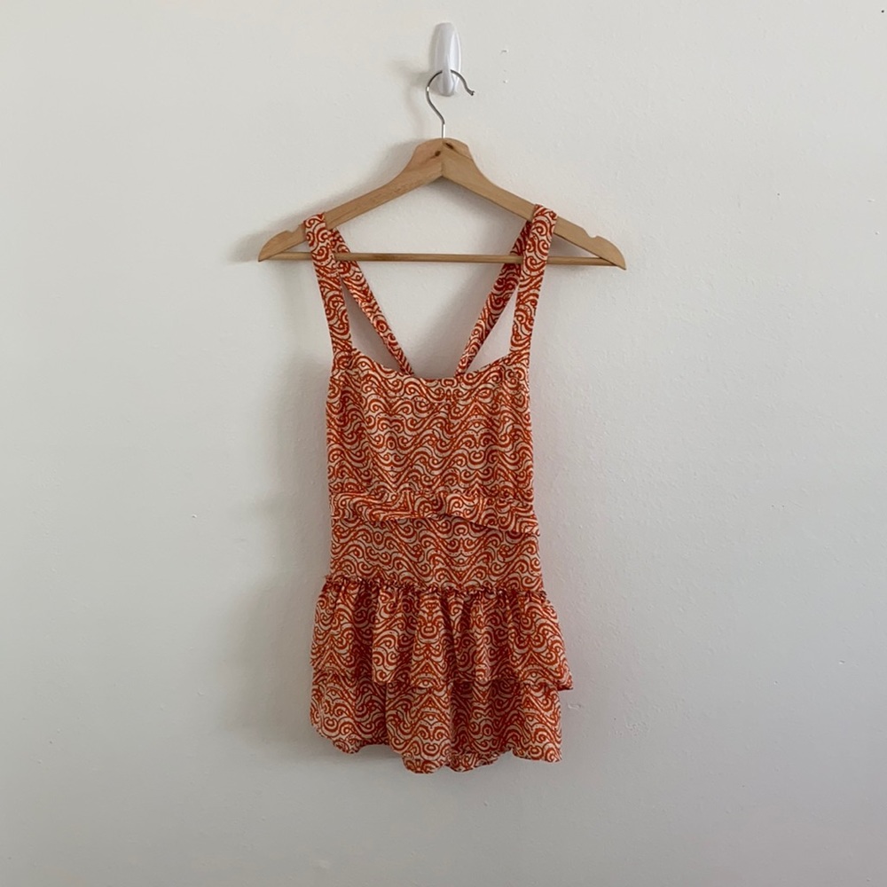 Banana Republic Ruffle Tank Top Blouse Orange XS